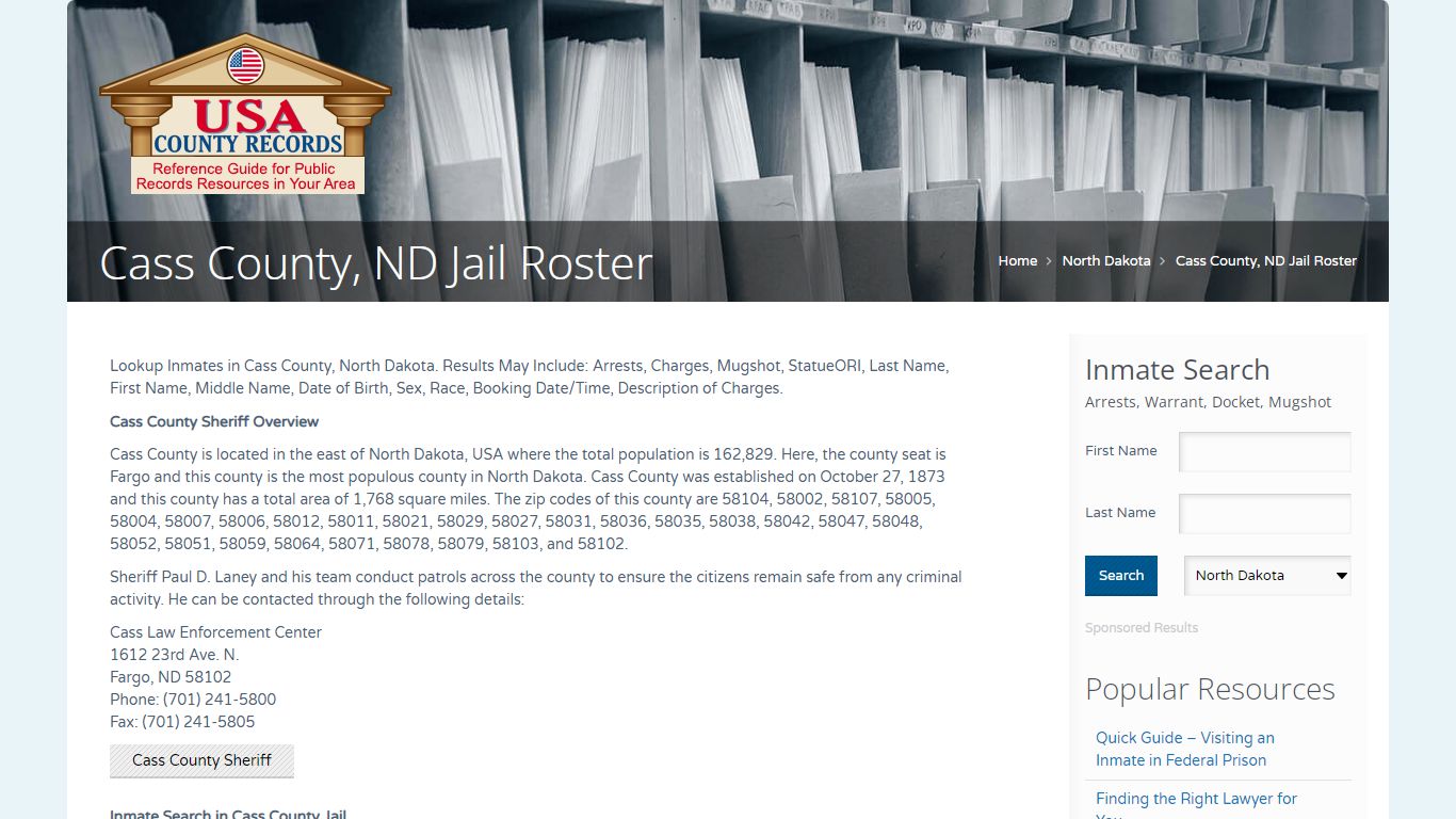 Cass County, ND Jail Roster | Name Search